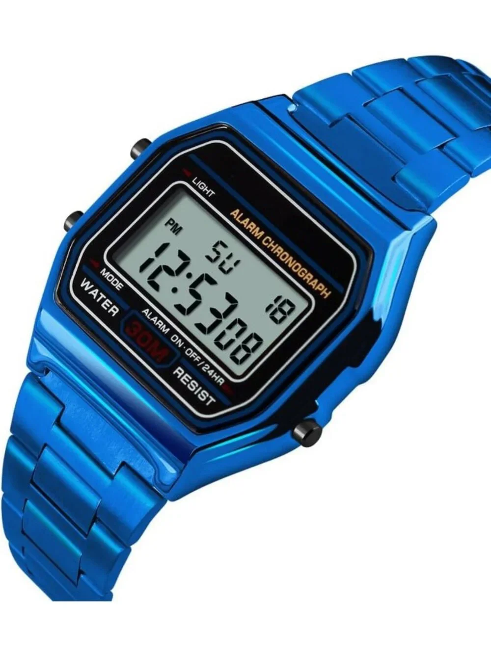 Men's Digital Gold Stainless Steel Sport Watch | Waterproof, Stopwatch, Alarm